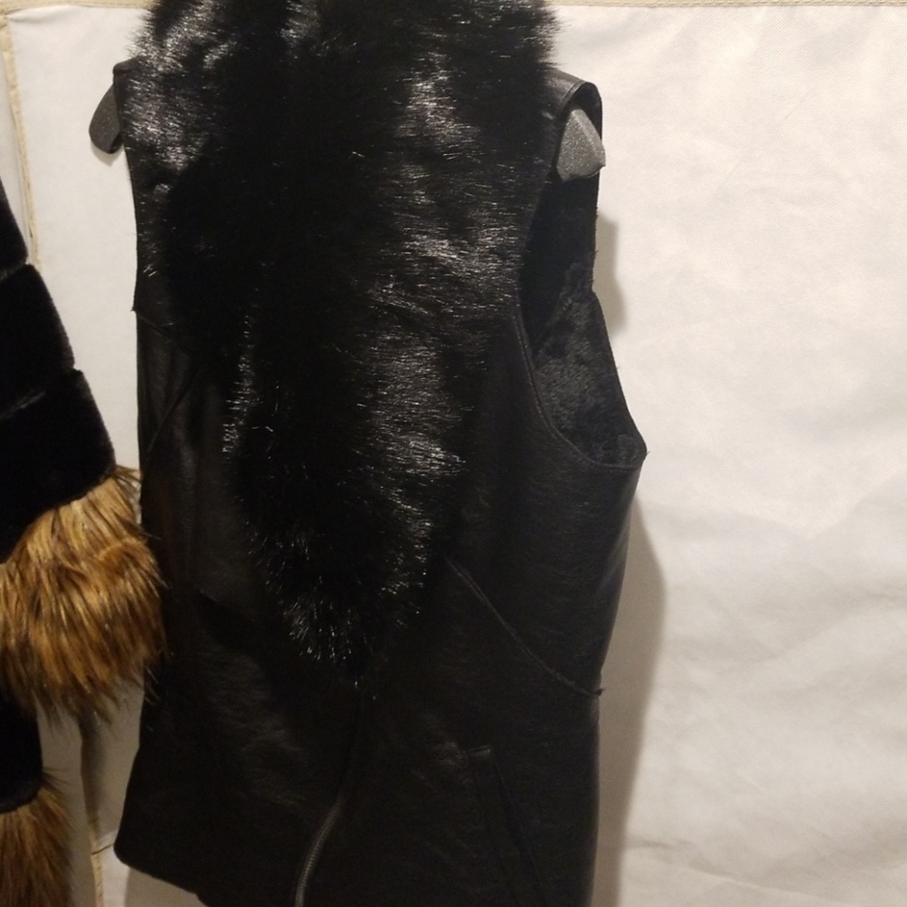 Leather and faux fur vest